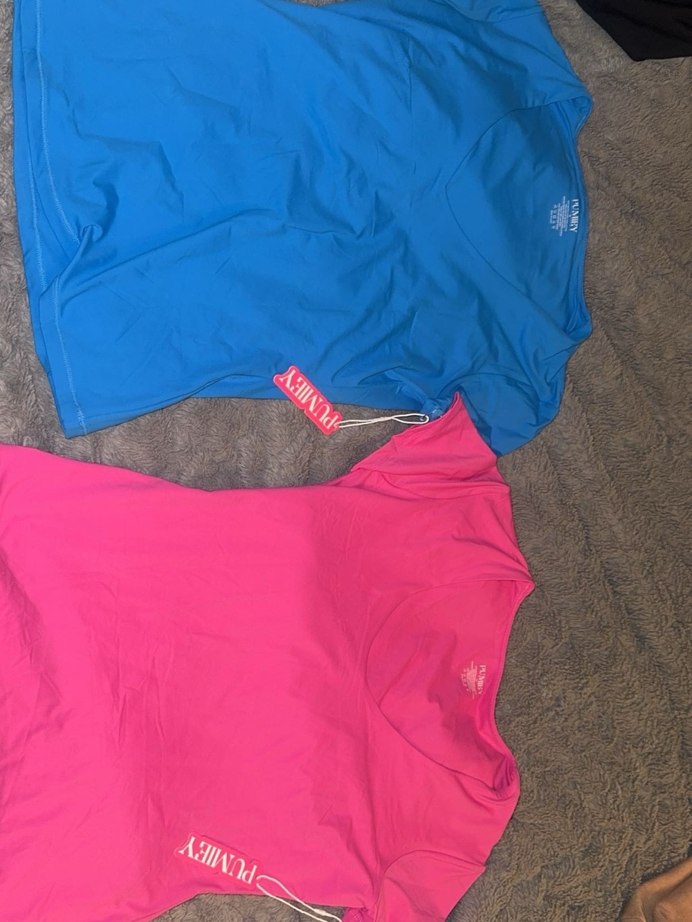 PUMIEY Bright Blue and Hot Pink Crew Neck Tees